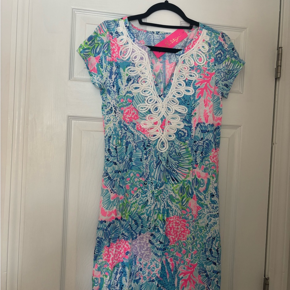 Lilly Pulitzer Bundle: 2 Blue and Pink Patterned Dresses and 1 Tank